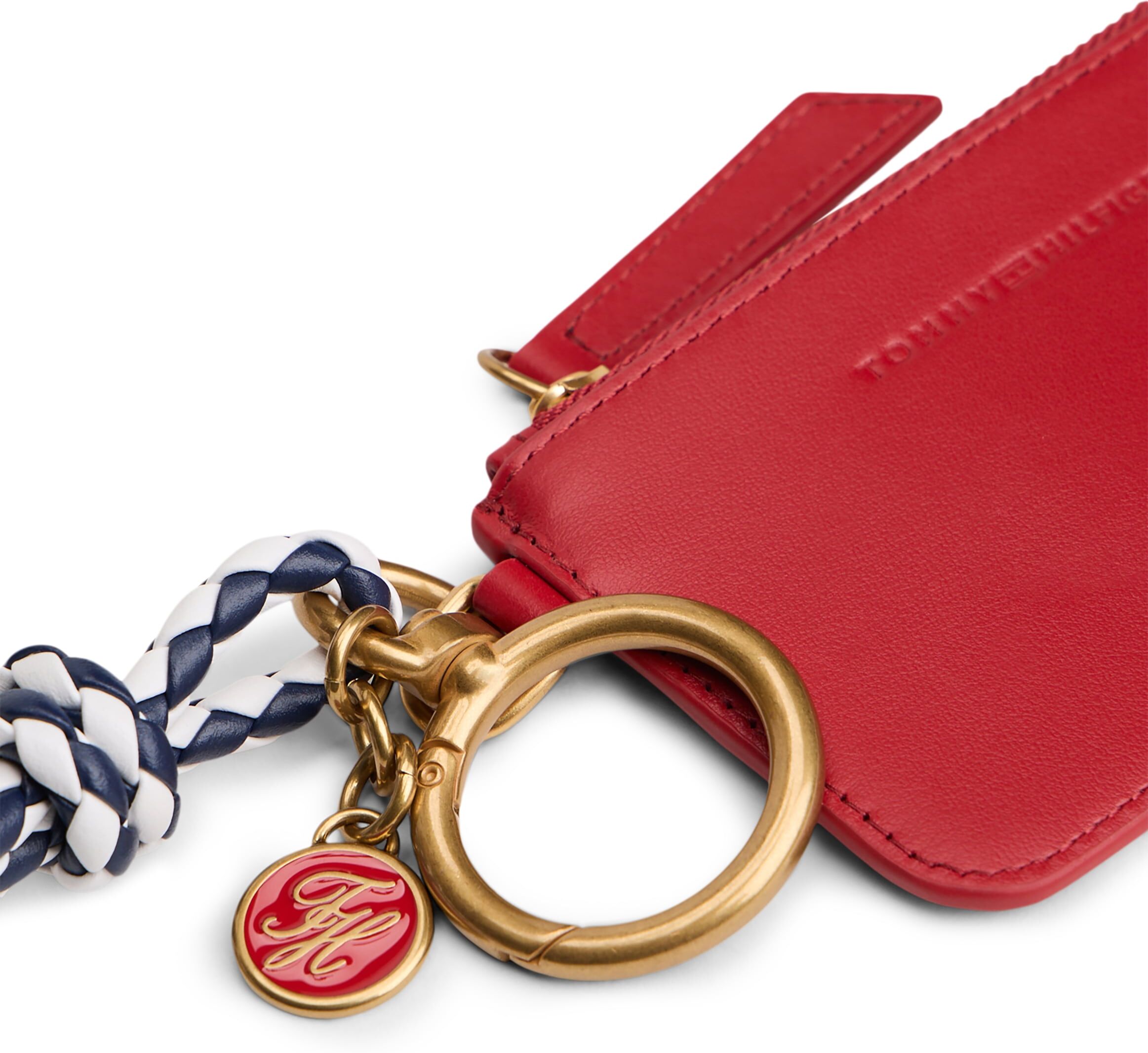 Schlüsselanhänger TOMMY HILFIGER "TH CHARMS MULTI", Damen, rot, Leder, Schlüsselanhänger Schlüsselanhänger, Taschenanhänger, Accessoires, Taschen Charm, Bag Charm mit Logoprägung rot Einheitsgröße