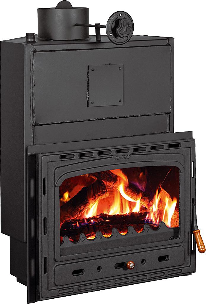 Kamineinsatz PRITY AC W20 | 5 + 20 kW | Gesamt 25 kW | Ø200 mm | Gusseisentür | Kompakt & Wasserführend