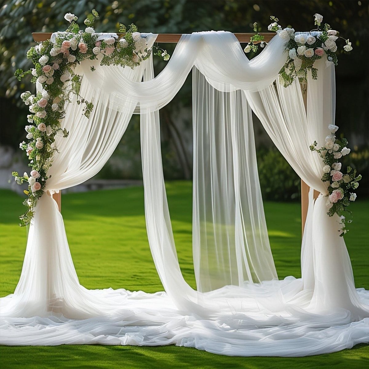 Witte Transparante Organza Trouwgordijnen voor Bruiloften en Fotografie - 75 x 700 m