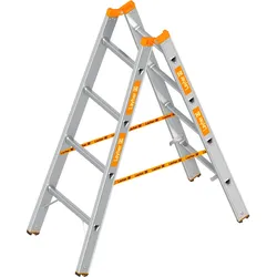 Layher Sprossenstehleiter TOPIC 4 Sprossen, Aluminiumleiter 2x4 Sprossen, beidseitig...