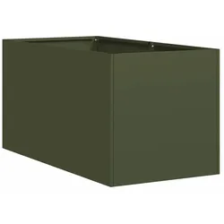 Helloshop26 - Moderner rechteckiger Pflanzkübel für Balkon oder Garten 40 x 80 x 40 cm aus kaltgewalztem Stahl olivgrün