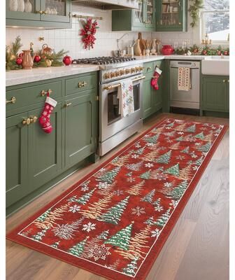 Garvee Christmas Tree Snowflake Washable Area Rug