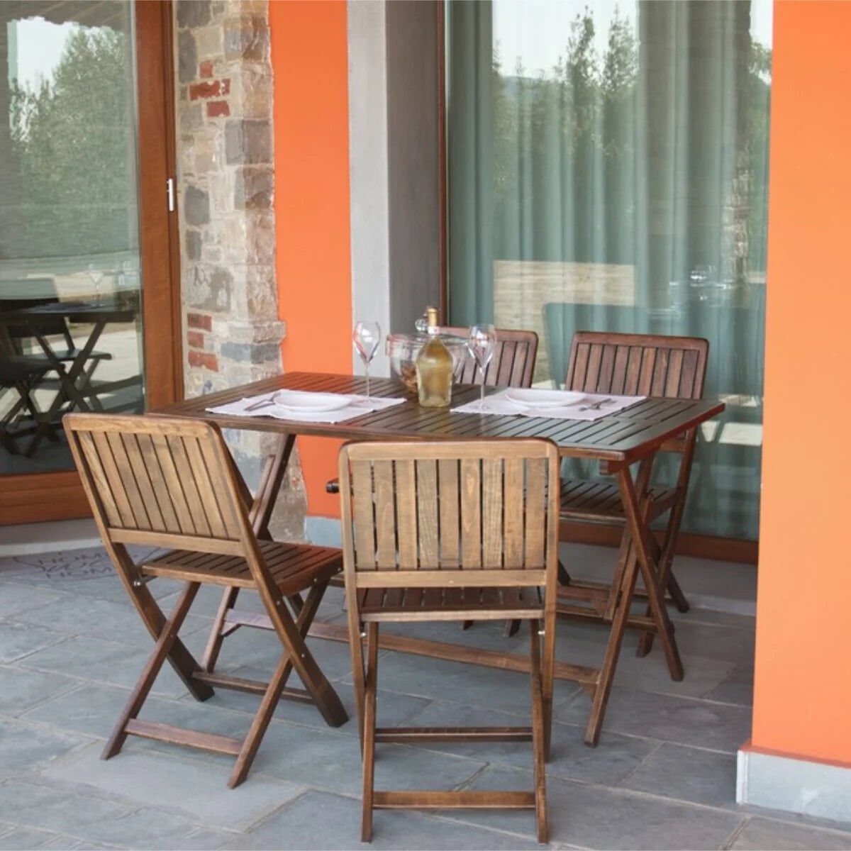 Losa Legnami Set Rodi Tavolo pieghevole con 4 sedie 135x75 cm