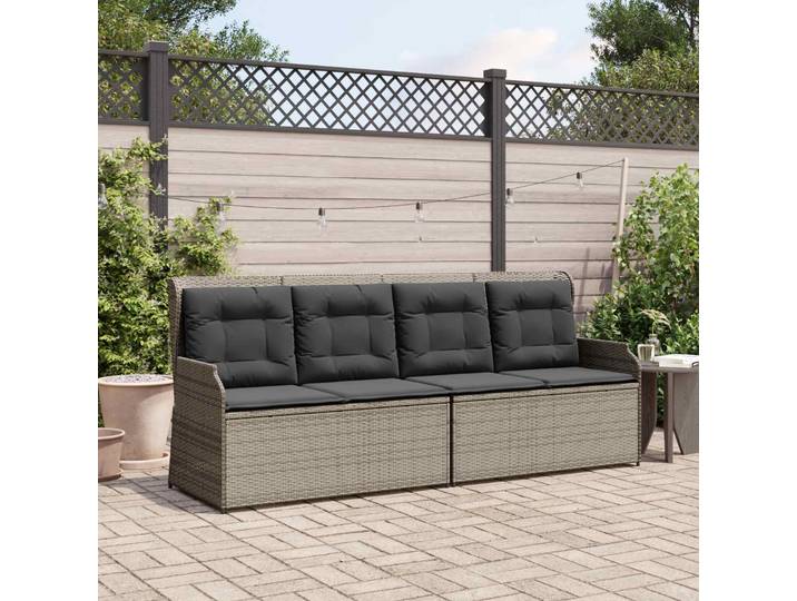 vidaXL Gartenbank Grau Poly-Rattan