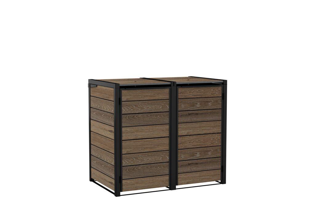 Signature Hide Away Mülltonnenbox 2x 240l, Walnuss-Optik