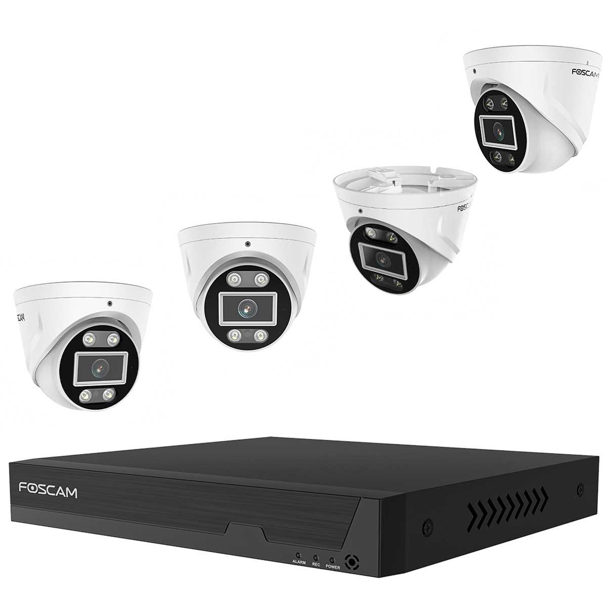 Foscam FN 9108 E T4 2T schwarz/weiß FN9108E 8-Kanal NVR 4x T5EP Kamera