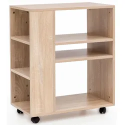 KADIMA DESIGN Regal WL5.695 Sonoma 60x35x75 cm Regalwagen mit Rollen Holz, Schmales Küchen-Regal, Telefontisch Rollwagen Modern, Bücher-Regal schmal Standcontainer