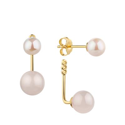 Paar Ohrstecker FIRETTI "Schmuck Geschenk Silber 925 Ohrschmuck Ohrringe Kugeln", rosa (gelbgoldfarben, rosa, weiß, rosa), Ohrringe, Damen, 6mm, Perlen Silber 925 (Sterlingsilber), Perlen, Silber 925 (Sterlingsilber), mit Quarz - mit...