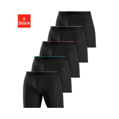 Langer Boxer AUTHENTIC LE JOGGER, Herren, Gr. XXL (8), 5 Stk., schwarz, Jersey, Obermaterial: 95% Baumwolle, 5% Elasthan, unifarben, körpernah, Unterhosen, mit zweifarbigem Webbund und längerem Bein