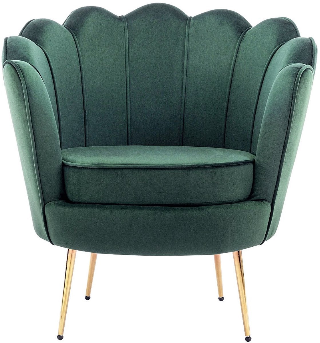 Vente-unique Dandelion schelpvormige fauteuil in spargroen velours