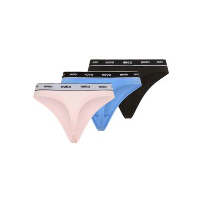 String HUGO UNDERWEAR "TRIPLET THONG STRIPE", Damen, Gr. XL, bunt (open miscellaneous 975), Jersey, Obermaterial: 95% Baumwolle, 5% Elasthan, Unterhosen String, elastischer Bund mit Logo, enganliegend