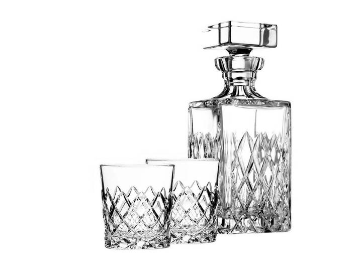 ARNSTADT KRISTALL Karaffe Exklusives Whisky Geschenk für Männer - Kristallkaraffe + 2 Whiskygläs, (3-tlg)