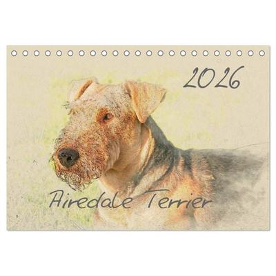 Airedale Terrier 2026 (Tischkalender 2026 DIN A5 quer), CALVENDO Monatskalender