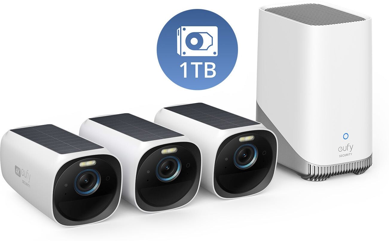 Kit de 3 caméras eufyCam S330 (eufyCam 3) + Disque dur 1 To Blanc