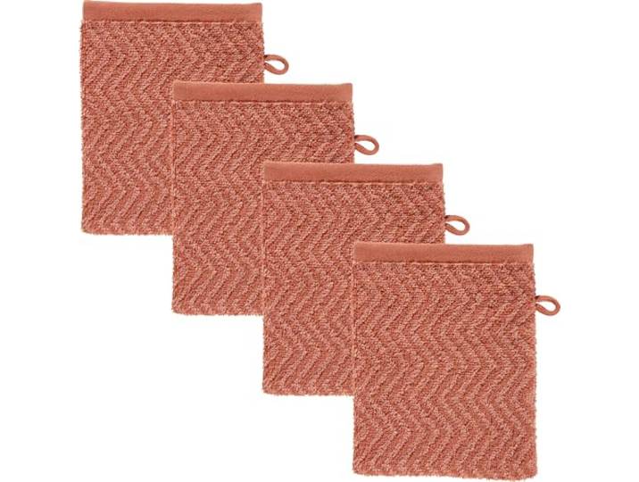 REDBEST Waschhandschuh Palmdale 4er-Pack Walk-Frottier Terra Größe 16x21 cm