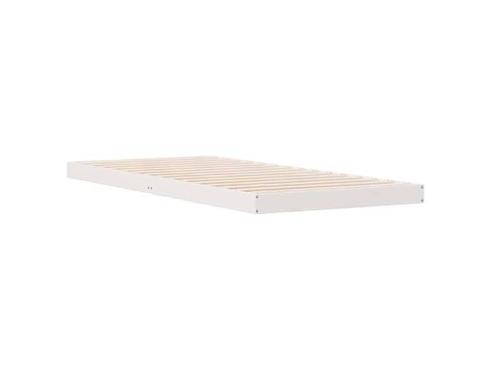 KTHLBRH Bettgestell mit Boden, weiß, 100 x 220 cm, Kiefer massiv Modernes niedriges Design, unterstützt verschiedene Matratzen, einfache Montage, einfache Pflege