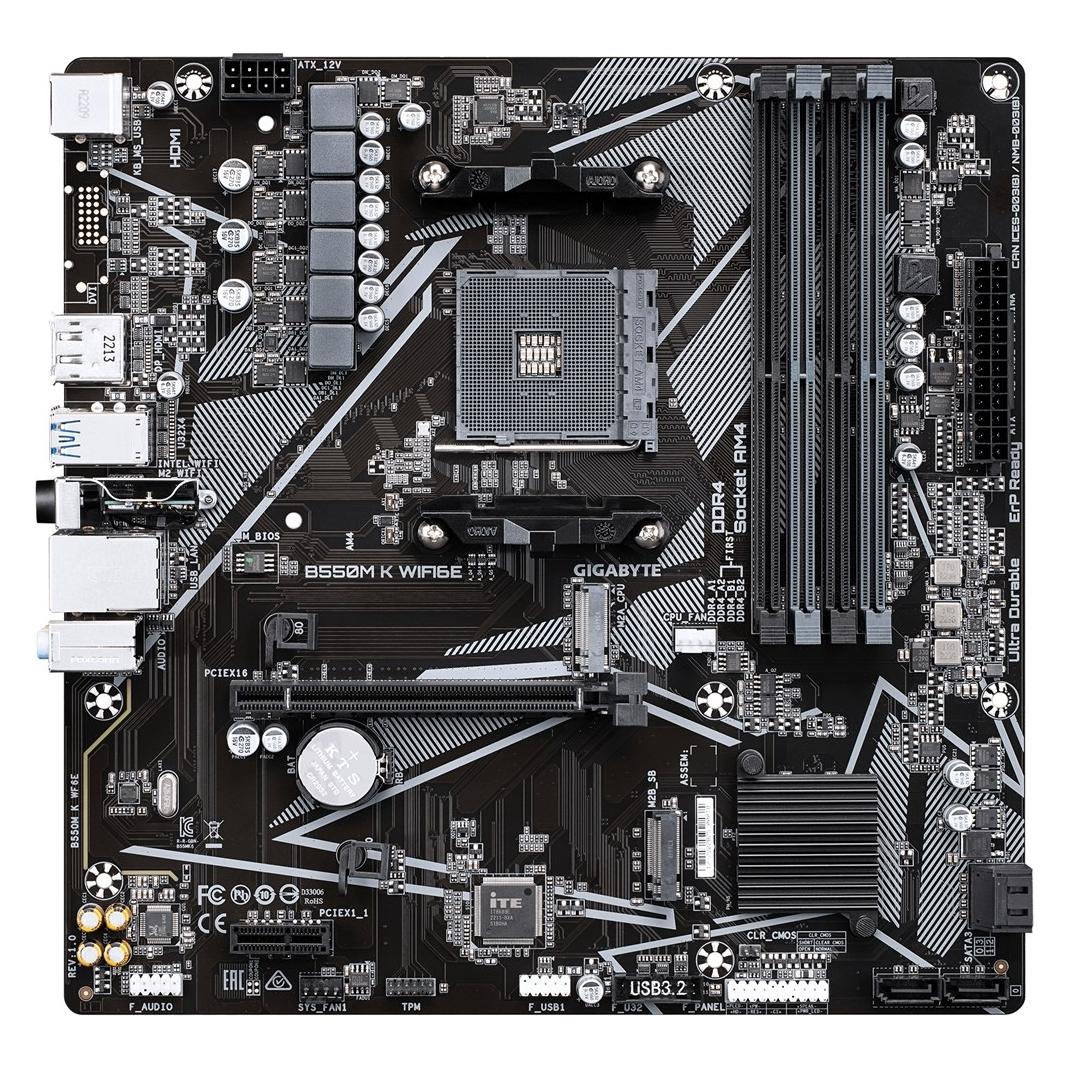 Gigabyte B550M K WF6E AM4 4xDDR4 mATX (AM4, AMD B550, mATX) (B550M K WF6E)