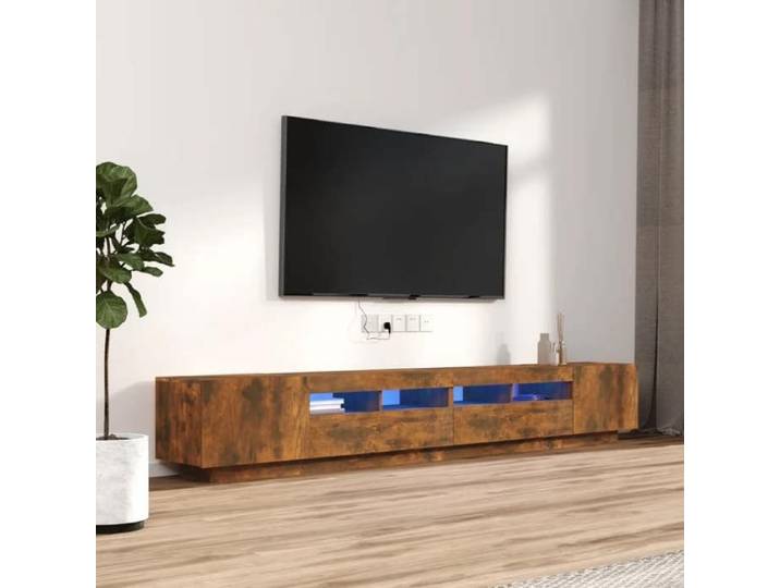SOLO - Ensemble de Meuble/Cabinets TV - Pour salon/chambre - LED RVB - Design contemporain - 3 pcs Chêne fumé FT7095150