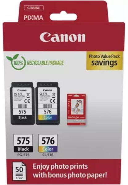 Canon PG-575 + CL-576 photo value pack - Schwarz + 3 Farben - Druckerpatrone - Multipack