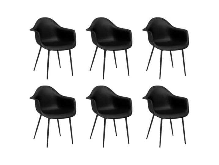 KUTYWEXFM Esszimmerstühle 6er Set Moderne Küchenstühle Schwarz Ergonomische Schalenstühle aus pflegeleichtem Kunststoff mit stabilen Metallbeinen für Esszimmer und Küche.