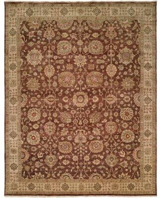 KALATY Bashir Brown/Ivory Hand-knotted Wool Area Rug