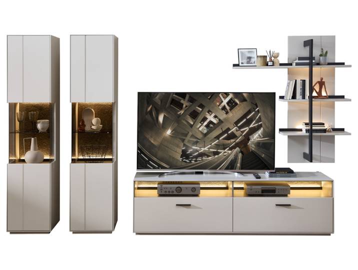 Wohn-Concept Como TV-/Wohnwand Holzwerkstoff/Granit Steinfurnier