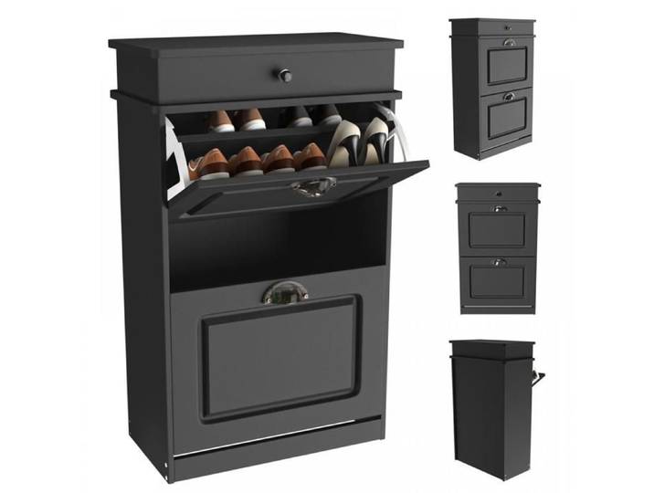JEOBEST Meuble à Chaussures - 53 × 22 × 85cm - Commode à Chaussures à 2 Niveaux - Armoire à Chaussures pour Couloirs Entrée
