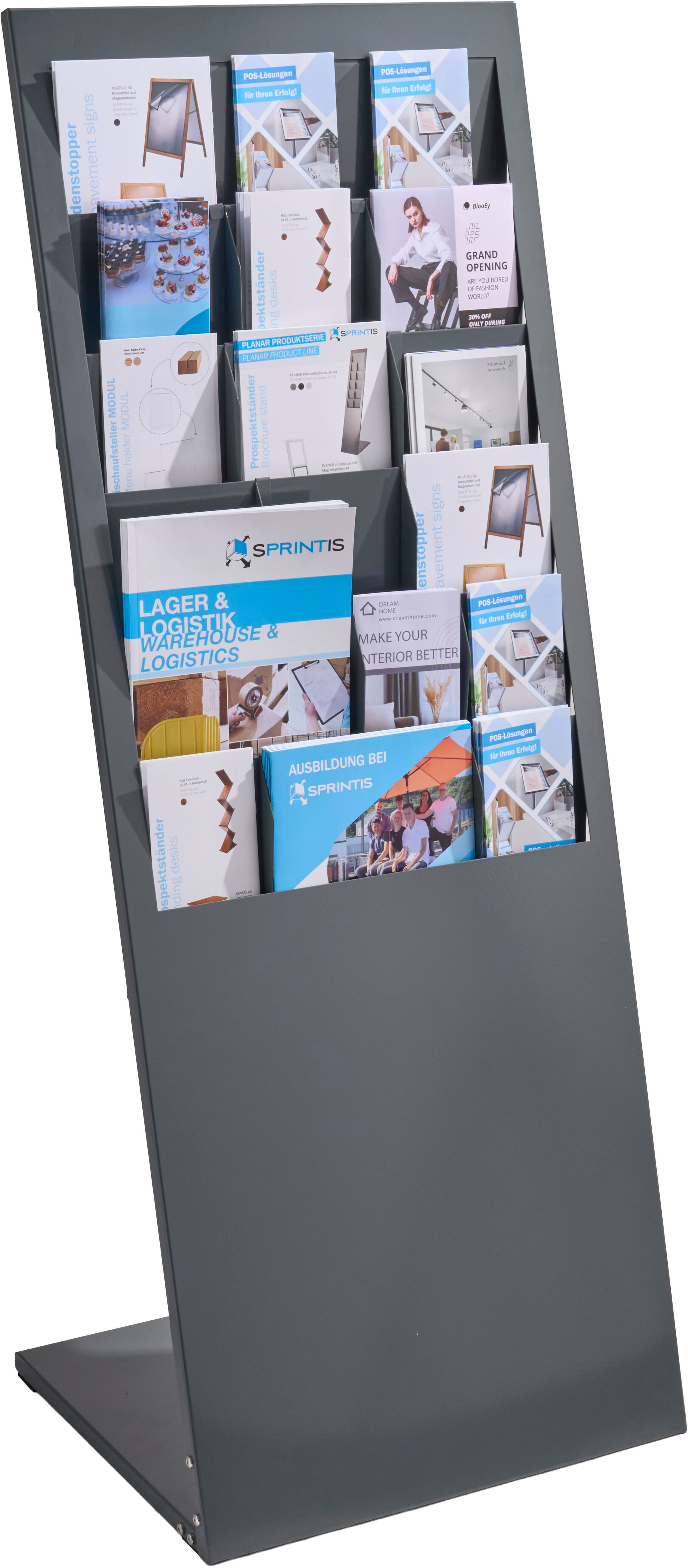 SPRINTIS Séparateur de compartiment pour porte-brochures PLANAR, en acier gris foncé