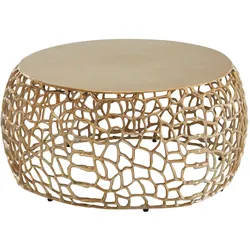 COUCHTISCH Aluminium Rund mit Ast-Struktur, Gold 66x66x30 cm
