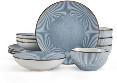 "Pfaltzgraff Arlie Blue 12-Piece Dinnerware Set, Service for 4 - 8'3"" x 11'"