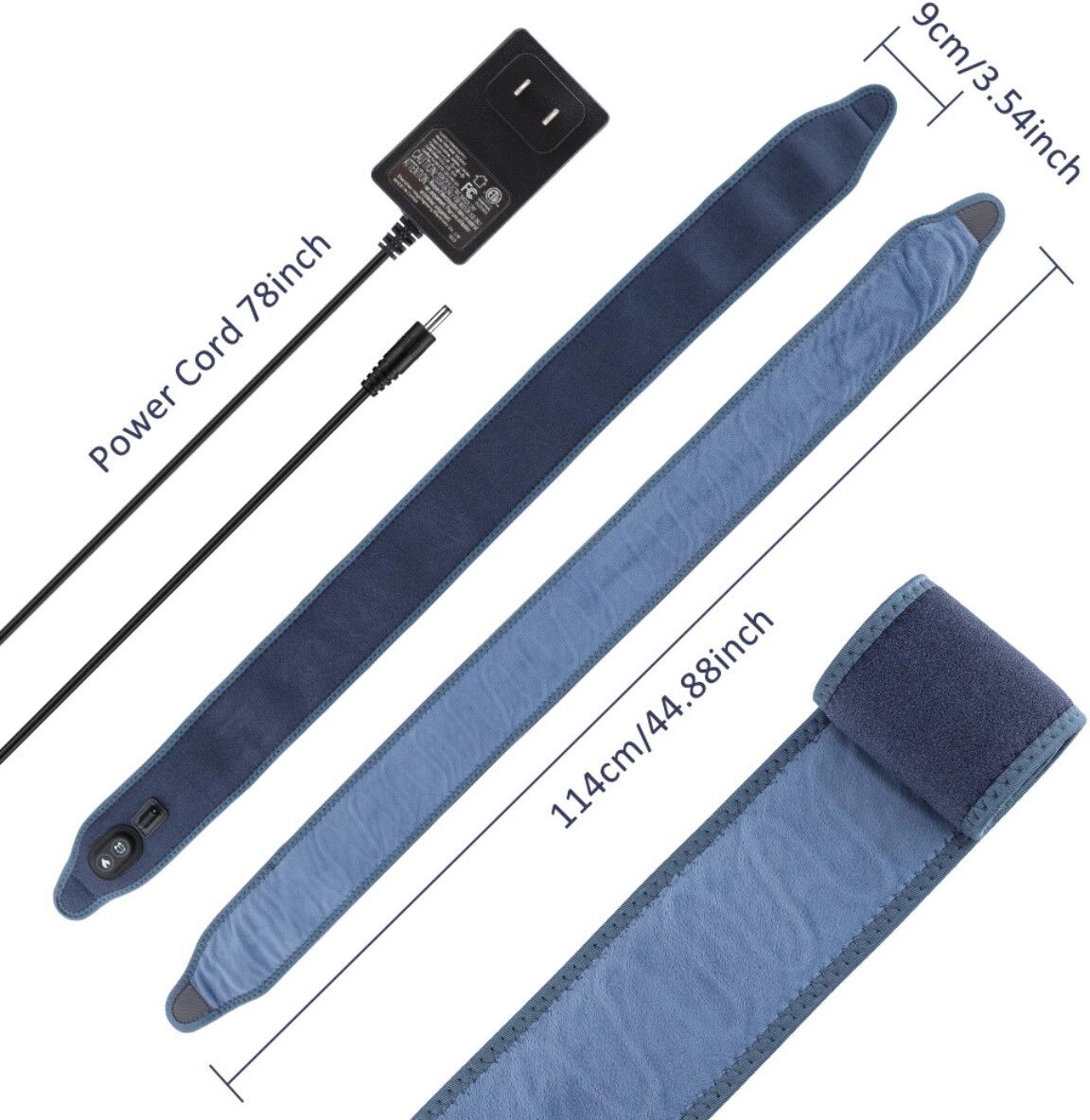 INF Intelligentes neoprenes beheiztes Wickelband — freihändiges 12V Heizkissen mit 30s Schnellheizung, 4 Heizstufen, 4 Timer, Grau