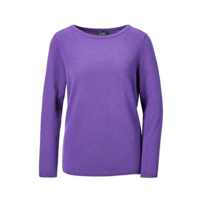 Strickpullover GOLDNER "Kurzgröße Feinstrickshirt mit U-Boot-Ausschnitt", Damen, Gr. 19, lila, Obermaterial: 100% Kaschmir WS., figurumspielend, U-Boot-Ausschnitt, eng Rippe, Pullover Strickpullover, keine/nicht relevant