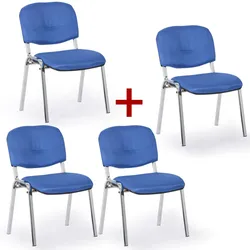Konferenzstühle VIVA PLUS 3+1 GRATIS - verchromte Füße, blau