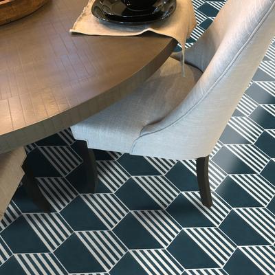Moroccan Mosaic Handmade Menara in Navy Blue with White Lines Tile (Morocco)