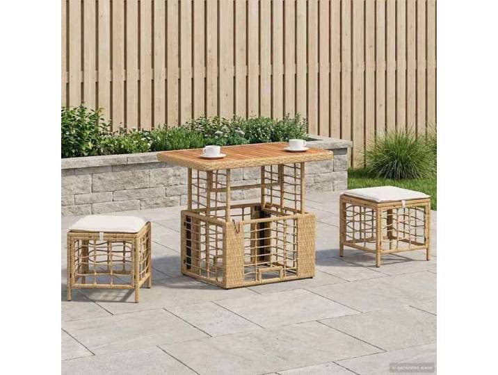 Stable&Durable - Beige - Ensemble de salle à manger pour jardin 3 pcs - Nature et Blanc - Mobilier de terrasse HS369569868