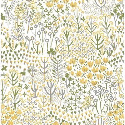 NuWallpaper Flower Parade Yellow Peel and Stick Wallpaper