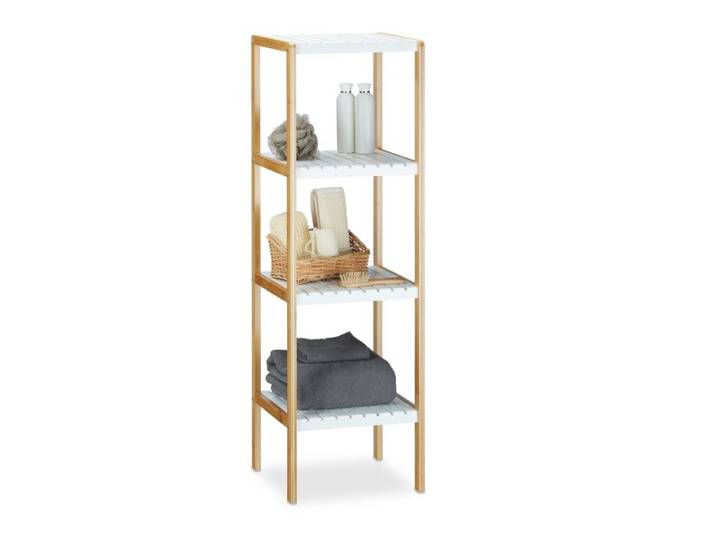 Relaxdays Étagère Bambou 4 Niveaux salle de bain