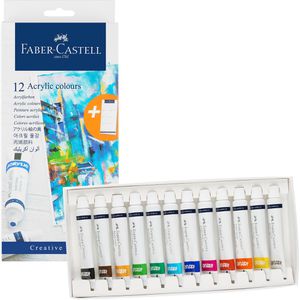 Faber-Castell Acrylfarben 379212, 12 Farben je 20ml, inkl. Farbkarte, in Tuben