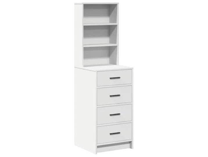 Roanoer Hochboard Weiß 40x41x135 cm Holzwerkstoff mit 4 Schubladen Vielseitiges Hochboard für Esszimmer und Wohnzimmer. Bietet strukturierten Stauraum für Geschirr und Dekorationen.