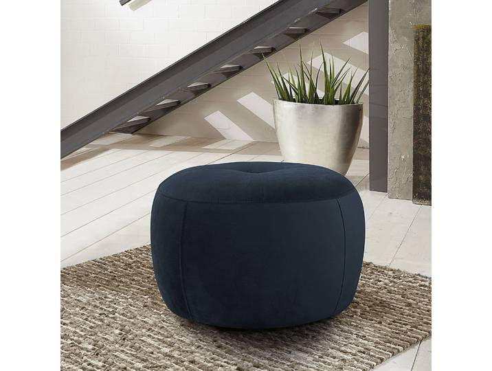 Polsterhocker Monteux 63 x 63cm Blau Samt Ravi: Dunkelblau