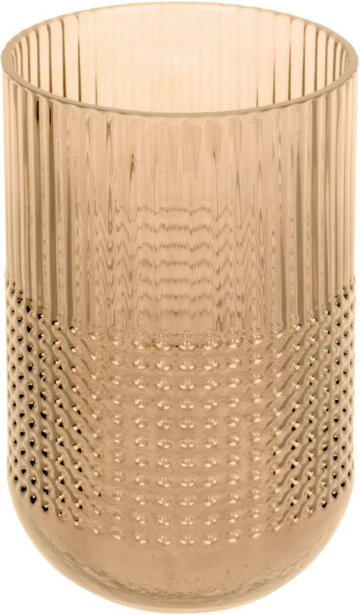 Present Time Vaas Attract - Glas - Zandbruin - Ø 12,5 x 20 cm - Modern