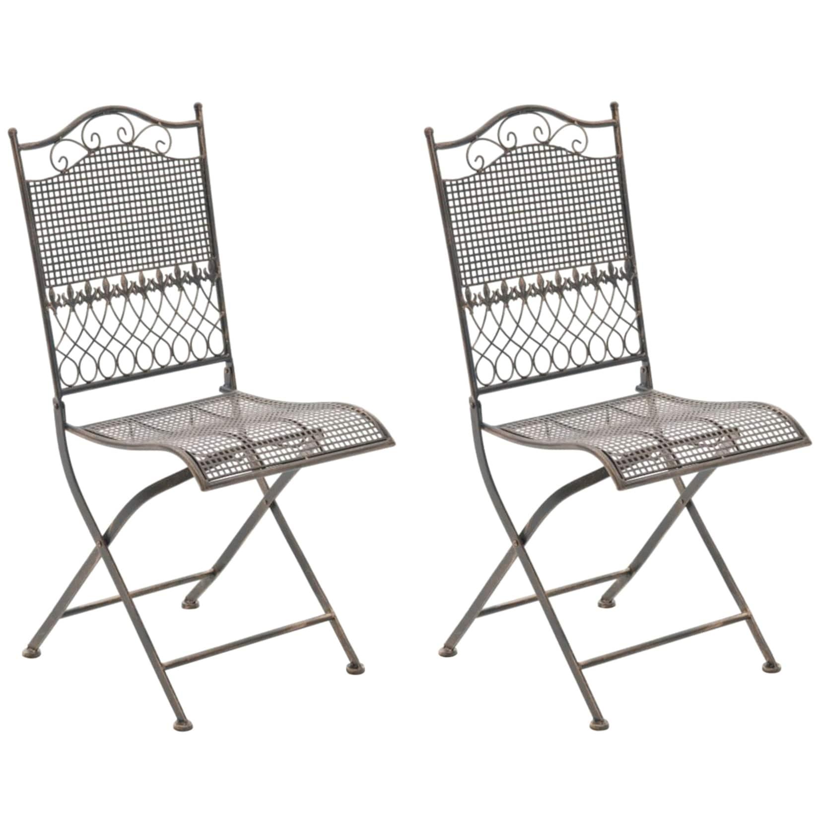 CLP 2er Set Gartenstühle klappbar Kiran, romantische Metallstühle aus Eisen im Jugendstil, ideal für Terrasse, Balkon und Garten