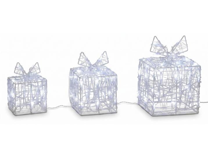 LED leuchtende Geschenke, Außendekoration, Set 3 Stück, 15 / 13 / 11 cm