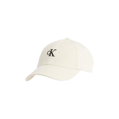 Baseball Cap CALVIN KLEIN JEANS "EMBROIDERED MONOGRAM CAP", Damen, weiß (bone weiß), Stoff, Baumwolle, unifarben, Caps, mit Logostickerei