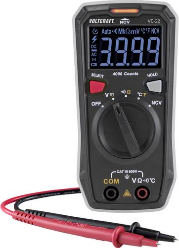 VOLTCRAFT VC-22 Hand-Multimeter digital CAT III 600V Anzeige (Counts): 4000 Temperaturmessung
