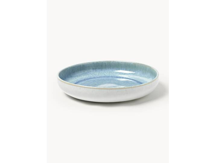 Assiettes à pâtes artisanales avec émail réactif Danza, 4 pièces