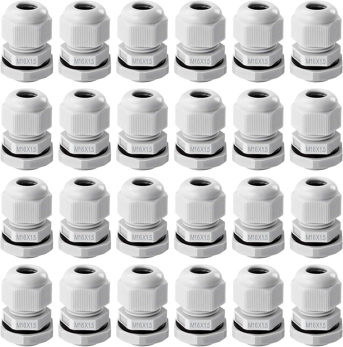 25 Stuks M16 Kabelwartels IP68 Waterdicht Nylon voor 4-8 mm Kabels - Wit