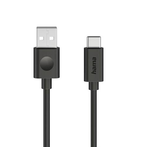 Hama USB-Kabel USB 2.0 USB-C Stecker, USB-A Stecker 1.2m Schwarz 00086447