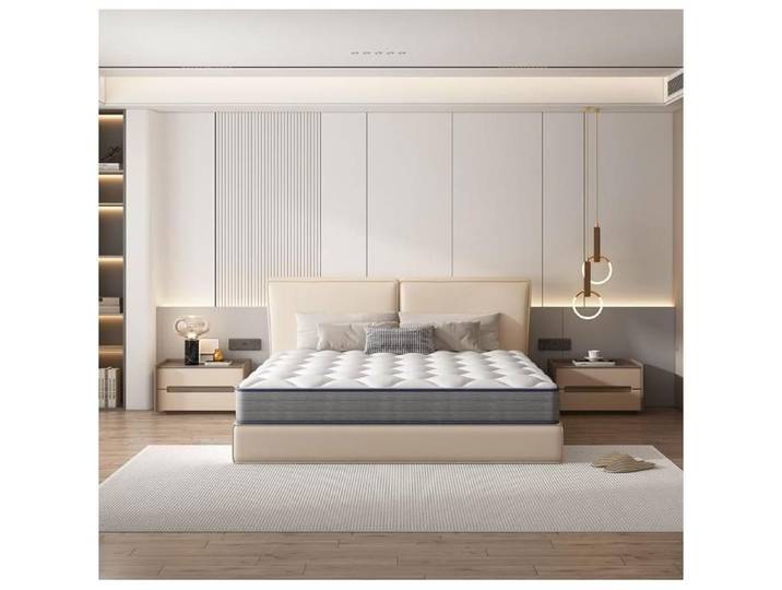Matelas 140x190 cm Ressorts Ensaches Matelas à mémoire de Forme et Ressorts Matelas Ergonomique Respirant Hypoallergénique Confort