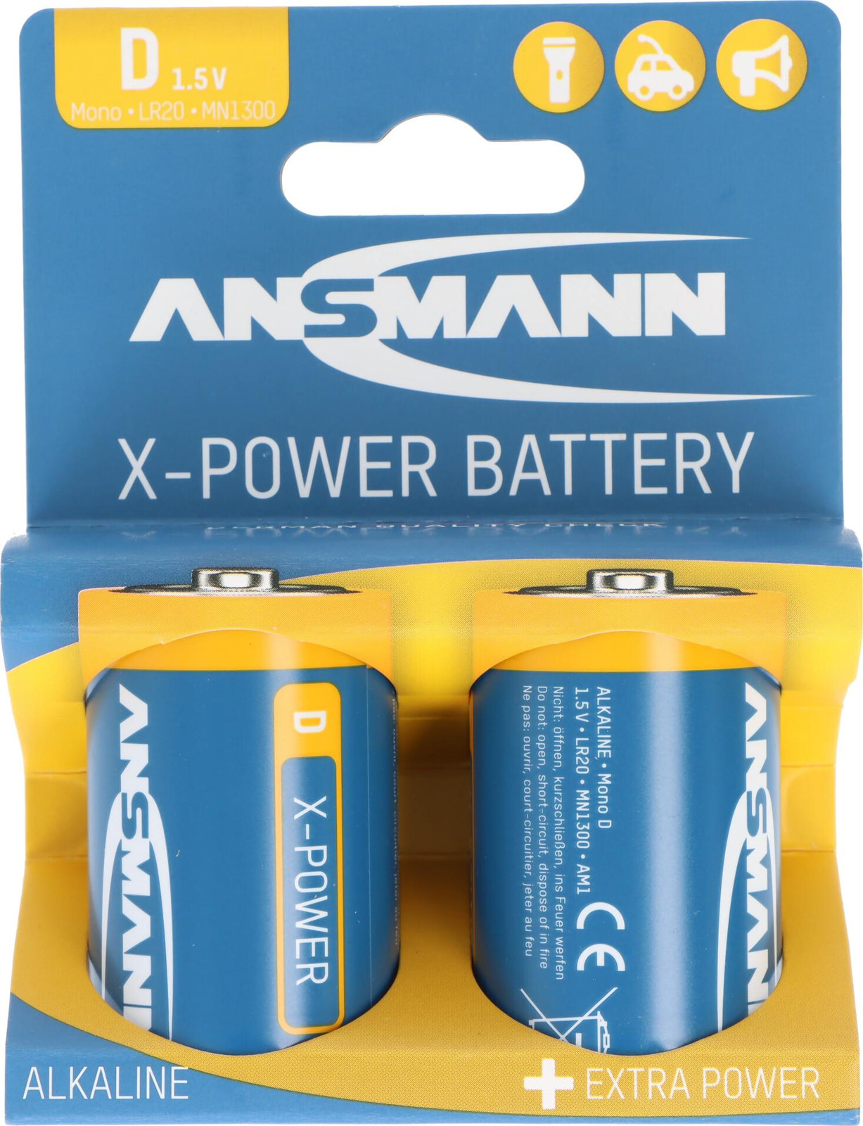 Ansmann X-Power alkaline batterijen LR20 mono D, 2 stuks